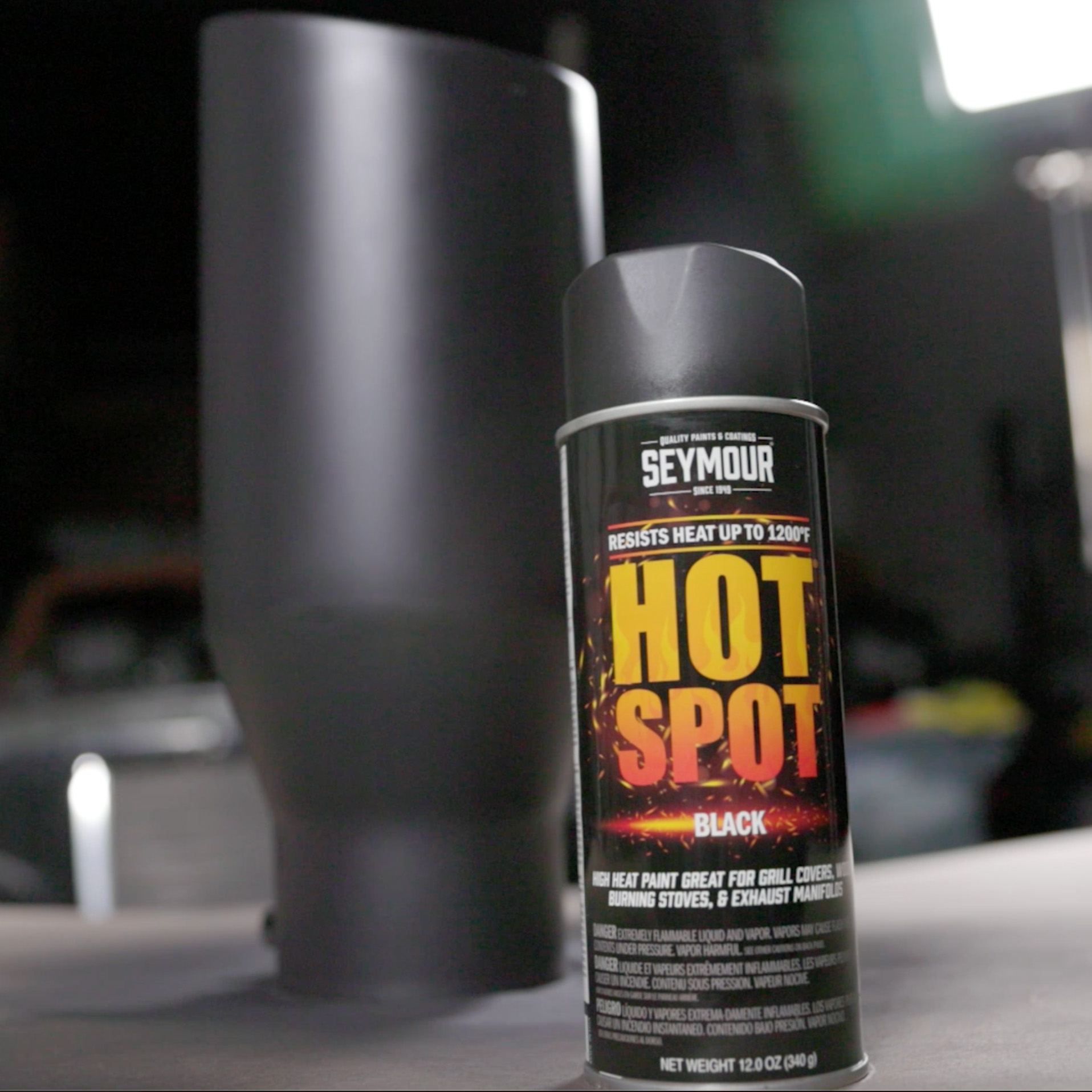 16-1203 Seymour Hot Spot Hi-Heat Resistant Spray Paint, Black (12 oz)