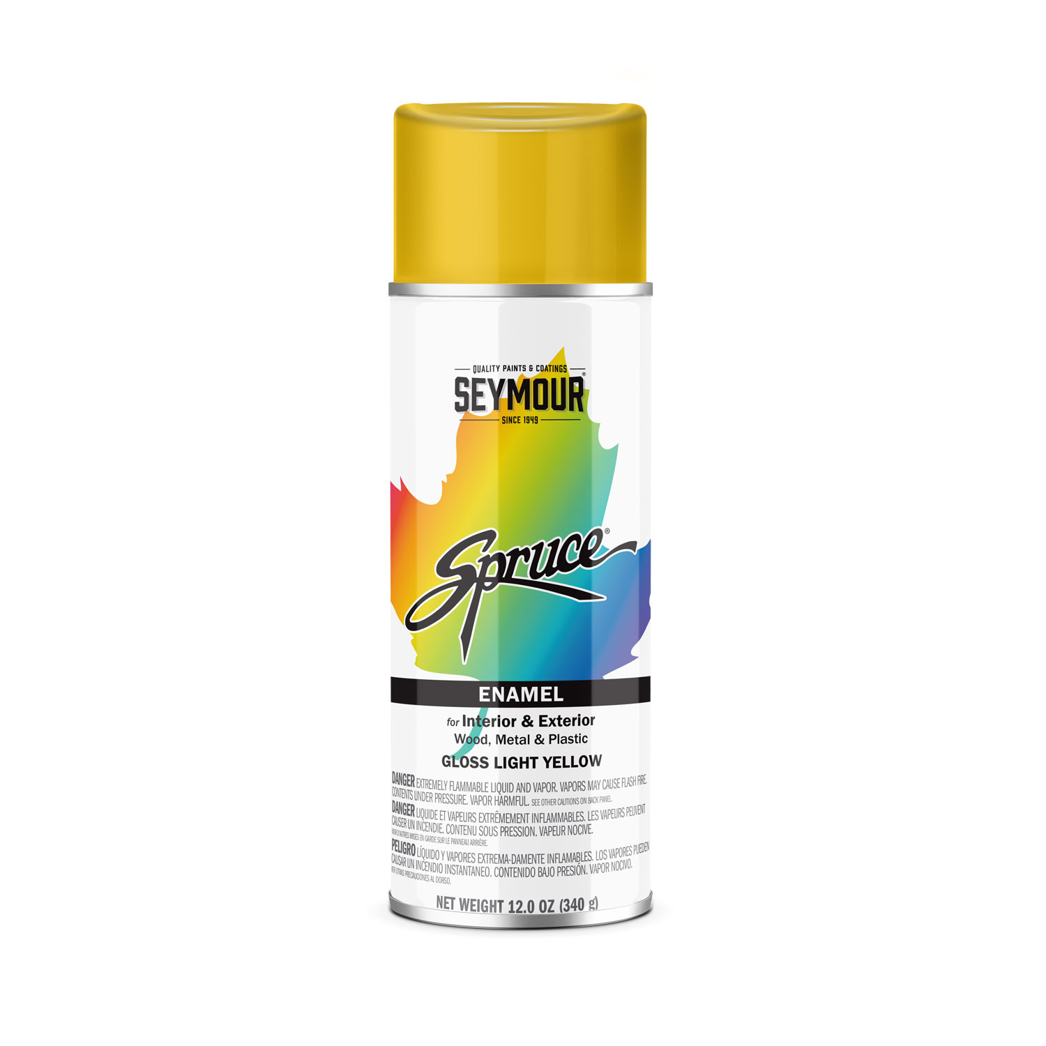 Seymour Spruce Enamel Spray Paint – Gloss Light Yellow (12 oz)